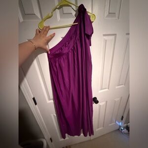 Dark Purple One-Shoulder Long Dress